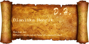 Dianiska Henrik névjegykártya